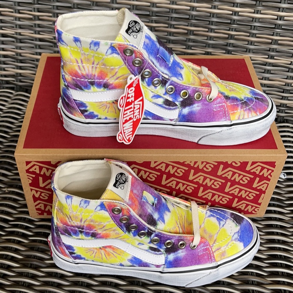 Vans Men’s SK8-Hi Tapered Washed Tie Dye/True White Sneakers - Picture 3 of 16